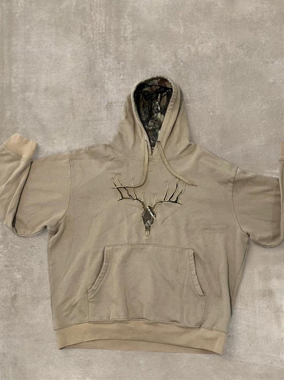 Magellan Sportswear Tan Deer Antler Hoodie Camo Lined Size Large